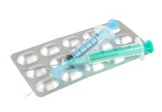 Syringes And Tablets Royalty Free Stock Image Syringes And Tablets Royalty Free Stock Image