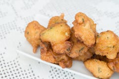 Szczegół niektóre dorszy fritters zdjęcia royalty free Szczegół niektóre dorszy fritters zdjęcia royalty free