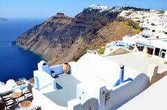Szczegółu widok nad miastem Fira fotografia stock Szczegółu widok nad miastem Fira fotografia stock