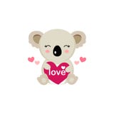 Szczęśliwa walentynka dnia kartka z pozdrowieniami z ślicznego koala chwyta dużym sercem royalty ilustracja Szczęśliwa walentynka dnia kartka z pozdrowieniami z ślicznego koala chwyta dużym sercem royalty ilustracja