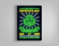 Szczęśliwego St Patrick ` s dnia świętowania zaproszenia karciany projekt Plakat w stylowym neonowym, neonowym znaku, neonowy jas ilustracja wektor Szczęśliwego St Patrick ` s dnia świętowania zaproszenia karciany projekt Plakat w stylowym neonowym, neonowym znaku, neonowy jas ilustracja wektor