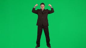 Szczęśliwy biznesmen świętuje sukcesu materiał filmowego zbiory wideo Szczęśliwy biznesmen świętuje sukcesu materiał filmowego zbiory wideo