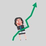 Szczęśliwy bizneswomanu mienia sukcesu wykres 3d royalty ilustracja Szczęśliwy bizneswomanu mienia sukcesu wykres 3d royalty ilustracja