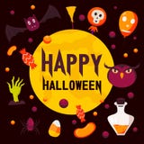Szczęśliwy Halloween dnia pojęcia tło, mieszkanie styl royalty ilustracja Szczęśliwy Halloween dnia pojęcia tło, mieszkanie styl royalty ilustracja