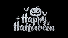 Szczęśliwy Halloween mrugania tekst życzy cząsteczek powitania, zaproszenie, świętowania tło ilustracji Szczęśliwy Halloween mrugania tekst życzy cząsteczek powitania, zaproszenie, świętowania tło ilustracji