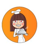 Szef Kucbarskiego Szczęśliwego Uśmiechniętego Żeńskiego charakteru ilustracja wektor Szef Kucbarskiego Szczęśliwego Uśmiechniętego Żeńskiego charakteru ilustracja wektor