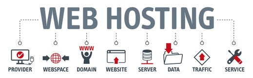 Sztandaru web hosting pojęcie z ikonami ilustracja wektor Sztandaru web hosting pojęcie z ikonami ilustracja wektor