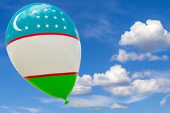 Szybko się zwiększać z wizerunkiem flaga państowowa Uzbekistan, lata przez niebieskiego nieba 3D rendering, ilustracja z kopii pr royalty ilustracja Szybko się zwiększać z wizerunkiem flaga państowowa Uzbekistan, lata przez niebieskiego nieba 3D rendering, ilustracja z kopii pr royalty ilustracja