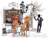 Série des rues avec des personnes dans la vieille ville illustration libre de droits Série des rues avec des personnes dans la vieille ville illustration libre de droits
