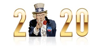 Símbolo del patriotismo con el tío Sam que impulsa a americanos votar ilustración del vector Símbolo del patriotismo con el tío Sam que impulsa a americanos votar ilustración del vector