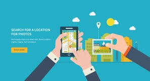 Sökande för ett läge på foto stock illustrationer Sökande för ett läge på foto stock illustrationer