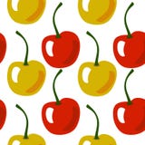 Sömlös fruktmodell med den gula och röda körsbäret vektor illustrationer Sömlös fruktmodell med den gula och röda körsbäret vektor illustrationer