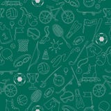 Sömlös illustration på temat av sommarsportar, enkla kontursymboler på mörker - grön bakgrund Arkivfoton Sömlös illustration på temat av sommarsportar, enkla kontursymboler på mörker - grön bakgrund Arkivfoton