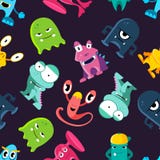 Sömlös modell för ful men gullig rolig monstervektor royaltyfri illustrationer Sömlös modell för ful men gullig rolig monstervektor royaltyfri illustrationer