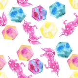 Sömlös modell för magisk enhörningvattenfärgillustration royaltyfri illustrationer Sömlös modell för magisk enhörningvattenfärgillustration royaltyfri illustrationer