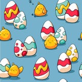 Sömlös modell för påsk med höna och easter ägg Semestra bakgrund f?r inpackningspapper, tyg R?cka det utdragna klottret royaltyfri illustrationer Sömlös modell för påsk med höna och easter ägg Semestra bakgrund f?r inpackningspapper, tyg R?cka det utdragna klottret royaltyfri illustrationer