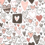 Sömlös modell för roliga klotterhjärtasymboler Hand dragen valentin royaltyfri illustrationer Sömlös modell för roliga klotterhjärtasymboler Hand dragen valentin royaltyfri illustrationer