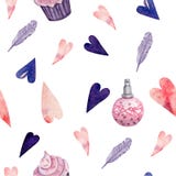 Sömlös modell för valentindagen för pappers- och tygprodukter stock illustrationer Sömlös modell för valentindagen för pappers- och tygprodukter stock illustrationer
