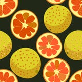 Sömlös modell för vektor med röda grapefrukter stock illustrationer Sömlös modell för vektor med röda grapefrukter stock illustrationer