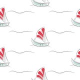 Sömlös modell med fartyg på vit enkel bakgrund vektor illustrationer Sömlös modell med fartyg på vit enkel bakgrund vektor illustrationer