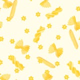 Sömlös modell med gul farfallerigatte och annan makaroni på ljus bakgrund italiensk macaroni traditionell kokkonst stock illustrationer Sömlös modell med gul farfallerigatte och annan makaroni på ljus bakgrund italiensk macaroni traditionell kokkonst stock illustrationer