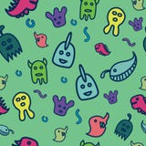 Sömlös modell med gulliga gigantiska teman Modellbakgrund av olika gulliga gigantiska motiv stock illustrationer Sömlös modell med gulliga gigantiska teman Modellbakgrund av olika gulliga gigantiska motiv stock illustrationer