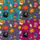 Sömlös modell med monstret och mat stock illustrationer Sömlös modell med monstret och mat stock illustrationer