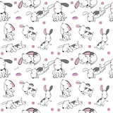 Sömlös modell med tecknad filmhundkapplöpning Roliga valpar vektor illustrationer Sömlös modell med tecknad filmhundkapplöpning Roliga valpar vektor illustrationer