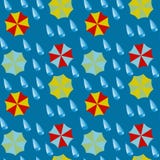 Sömlös modell - paraplyer och droppar av ett regn vektor illustrationer Sömlös modell - paraplyer och droppar av ett regn vektor illustrationer