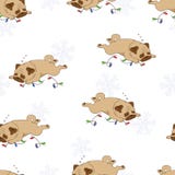 Sömlösa sova mops och modell för julljus vektor illustrationer Sömlösa sova mops och modell för julljus vektor illustrationer