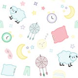 sömn dröm Sömlös modell med månehalvmånformig och stjärnor, p stock illustrationer sömn dröm Sömlös modell med månehalvmånformig och stjärnor, p stock illustrationer