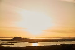 Sławny Jeziorny Myvatn przy zmierzchem iceland zmierzch fotografia stock Sławny Jeziorny Myvatn przy zmierzchem iceland zmierzch fotografia stock
