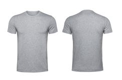 T-shirt cinzento vazio isolado no fundo branco fotografia de stock T-shirt cinzento vazio isolado no fundo branco fotografia de stock