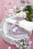 Table Decoration In Lilac Royalty Free Stock Image Table Decoration In Lilac Royalty Free Stock Image