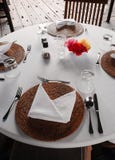 Table setting, outdoor dining patio area stock photos Table setting, outdoor dining patio area stock photos