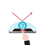 Tablet en mobiele van het het systeemschild van de telefoongegevensbeveiliging Bescherming V vector illustratie Tablet en mobiele van het het systeemschild van de telefoongegevensbeveiliging Bescherming V vector illustratie