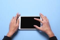 Tablet and hand royalty free stock image Tablet and hand royalty free stock image