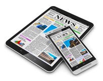 Tablet PC and smartphone with business news stock illustration Tablet PC and smartphone with business news stock illustration