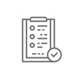 Tableta de la carpeta con la muestra de la marca de verificación, control de calidad, línea icono de la verificación libre illustration Tableta de la carpeta con la muestra de la marca de verificación, control de calidad, línea icono de la verificación libre illustration