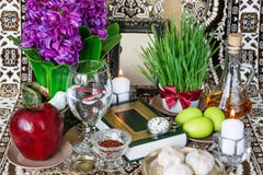 Free Tabletop With Haft-seen Elements For Nowruz Royalty Free Stock Photos - 145981618