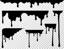Tache d'huile noire d'égoutture, égouttements liquides ou silhouettes actuelles d'encre de vecteur de peinture d'isolement illustration stock Tache d'huile noire d'égoutture, égouttements liquides ou silhouettes actuelles d'encre de vecteur de peinture d'isolement illustration stock