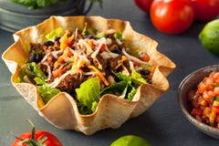 Taco Salad In A Tortilla Bowl Stock Images