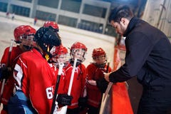 Tactics coach in game hockey in ice
