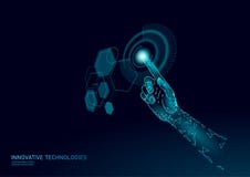 Tacto polivinílico bajo HUD virtual de la mano Holograma de control y visualización del finger del usuario Tecnología moderna fut ilustración del vector Tacto polivinílico bajo HUD virtual de la mano Holograma de control y visualización del finger del usuario Tecnología moderna fut ilustración del vector