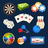 Tagli, ostacoli, giochi del casinò, carte ed altri spettacoli popolari Insieme dell'icona di vettore royalty illustrazione gratis Tagli, ostacoli, giochi del casinò, carte ed altri spettacoli popolari Insieme dell'icona di vettore royalty illustrazione gratis
