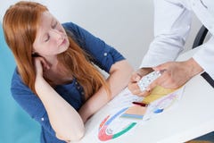 Talking about contraception with gynecologist stock photography Talking about contraception with gynecologist stock photography