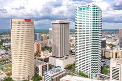 Tampa, Floryda linia horyzontu drapacz chmur anteny W centrum fotografia obraz stock Tampa, Floryda linia horyzontu drapacz chmur anteny W centrum fotografia obraz stock