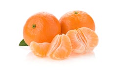 Tangerine Orange Fruit And Slices On White Stock Images Tangerine Orange Fruit And Slices On White Stock Images