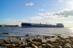 The tanker enters the port of St. Petersburg stock photography The tanker enters the port of St. Petersburg stock photography