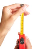 Tape Measure In Hands Royalty Free Stock Images
